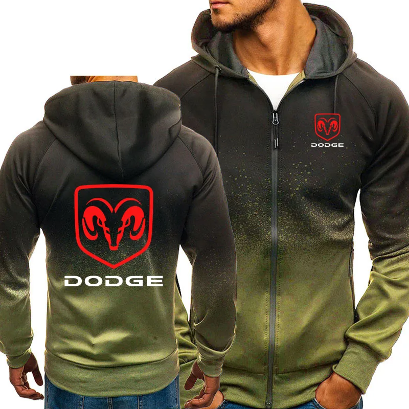 Мужские толстовки для Dodge Car с принтом логотипа, повседневные Хип-хоп Харадзюку, градиентные цвета, мужские флисовые толстовки с капюшоном, мужская куртка на молнии H - Цвет: as picture