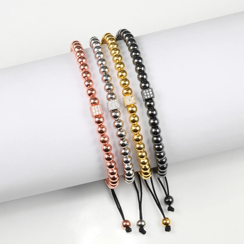 Nuevas pulseras de moda para Hombre, ajustable, a mano, Encanto, Pave, CZ, cubo, Strand, cuentas de cobre para pulseras para mujer, joyería, Pulsera Hombre - Joyería y accesorios