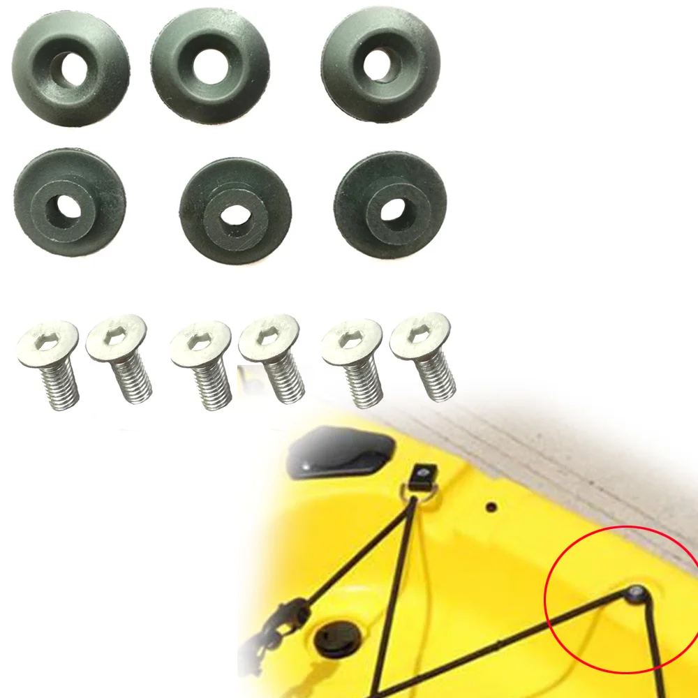 6PC Kayak Deck Line Guides Outfitting Nylon Round Shape Rope Guides for