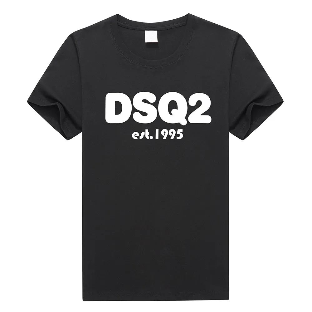 Fashion DSQ2 est.1995 letters summer Women Men's cotton sports T-shirt Crew Neck short sleeve sweat-absorbent comfort Shirts image_0