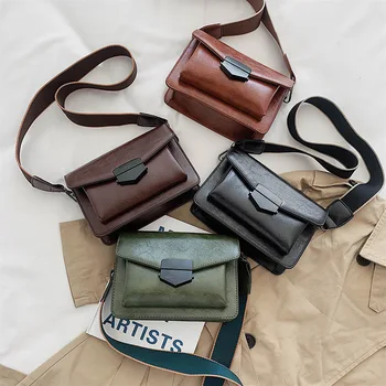 

Vintage PU Leather Crossbody Bags For Women 2019 Quality Luxury Shoulder Messenger Bag Female Small Cell Phone Handbags Purses