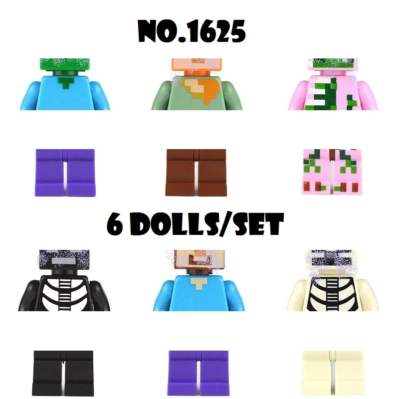 

6pcs/lot Minecrafted Minifigs Building Blocks Toy 2019 New Figures Creeper Steved Zombies Party for children christmas gift