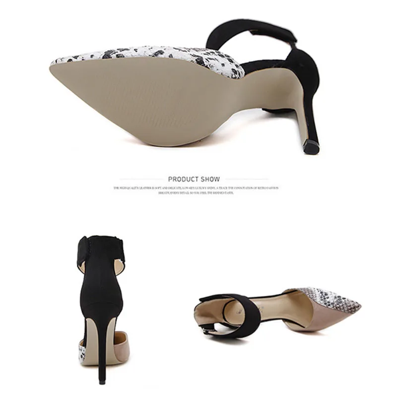 SWQZVT Snake pattern high heels women shoes pointed thin heel sexy female pumps 2020 spring summer leather women party shoes new (4)