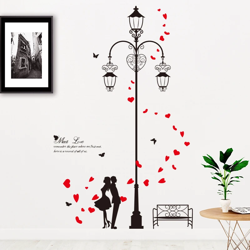 [SHIJUEHEZI] влюбленные красные лепестки наклейки на стену DIY уличный светильник настенные наклейки для спальни Свадебные украшения комнаты