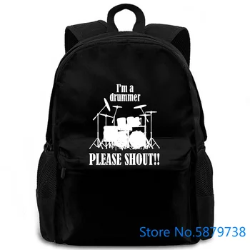 

Im A Drummer Please Shout Band Drums Drumming Birthday Hipster women men backpack laptop travel school adult student