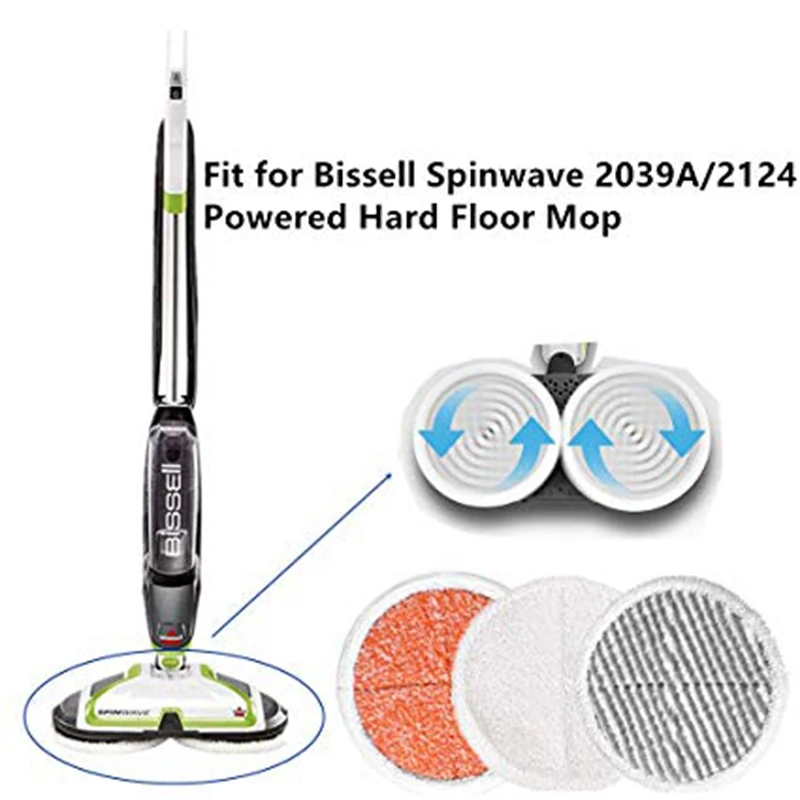 8 шт насадка на швабру Замена для bissell Spinwave 2039A 2124(в комплекте 3 мягкие прокладки+ 3 Scrubby колодки+ 2 тяжелых скраба