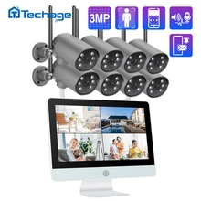 Techage 8CH kamera bezprzewodowa System 3MP na świeżym powietrzu PT kamera Wifi dwukierunkowe Audio 12in ekran LCD wideo CCTV bezpieczeństwa zestaw do nadzorowania