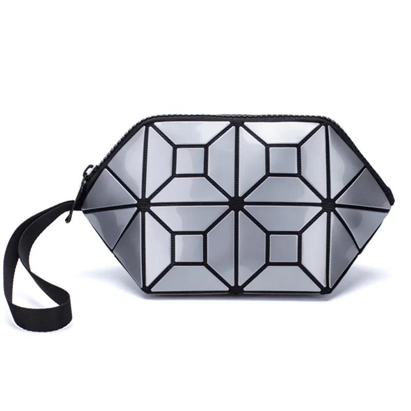 

Women Cosmetic Bag Geometric Luminous Zipper Cosmetics Organizer Folding Makeup Bag Toiletry Beauty Clutch Travel Make Up Bag