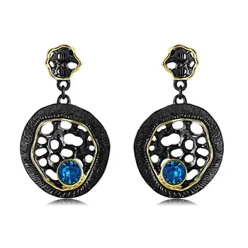 

Viennois Dangle Earrings For Women Black Gold Color Hollow Geometric Design Female Metallic Party Jewelry 2020