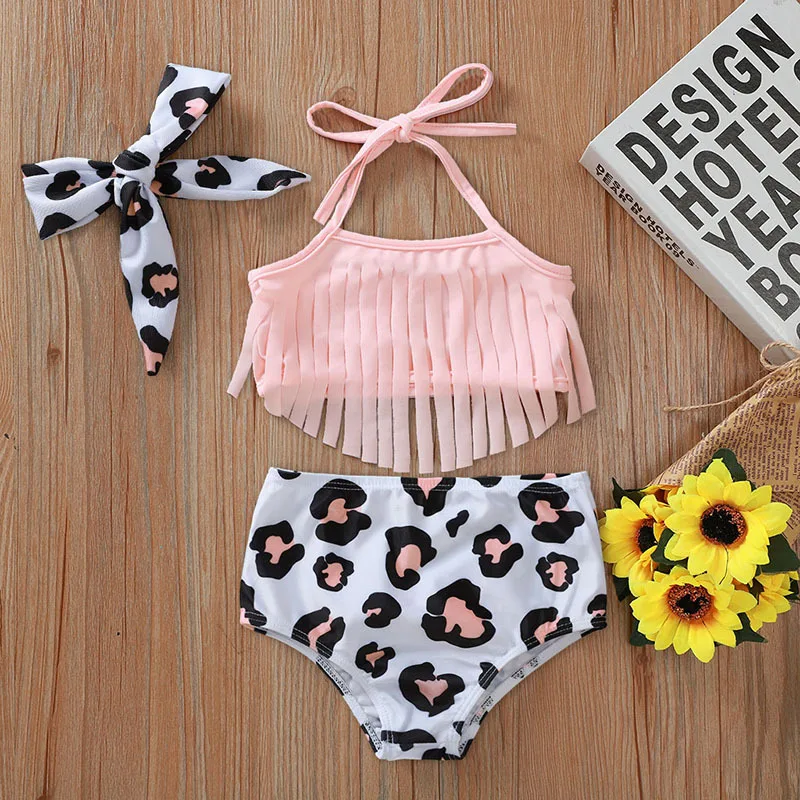 baby girl summer flower swimming wear kids swimwear with headband (2)