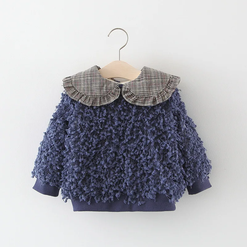 Маленький детский двухслойный пуловер, свитер г. Осенняя бархатная универсальная рубашка в Корейском стиле для маленьких девочек Детский свитер 1539