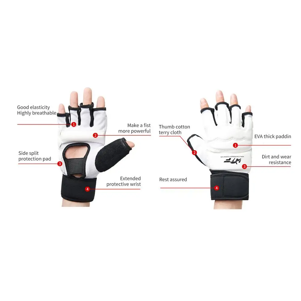 Leather Half Finger Boxing Gloves Kids Children Karate Mitts Karate Sandbag Taekwondo Protector Gloves MMA Muay Thai