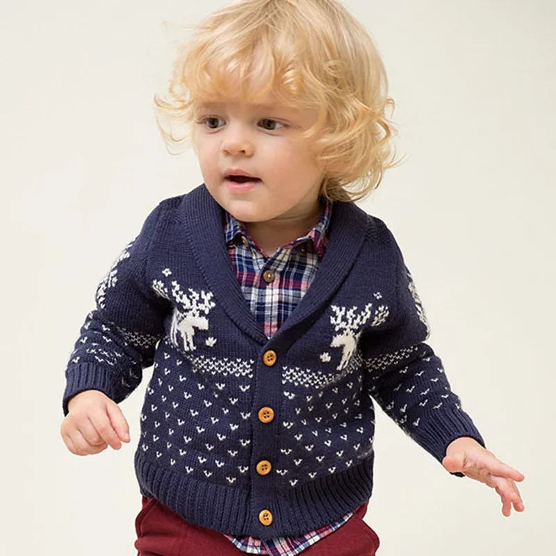 

Children's Reindeer Sweater 12M to 4T 100% Cotton Turn-down Collar Sweater Spring Autumn Winter Girl Boy Children's Clothing