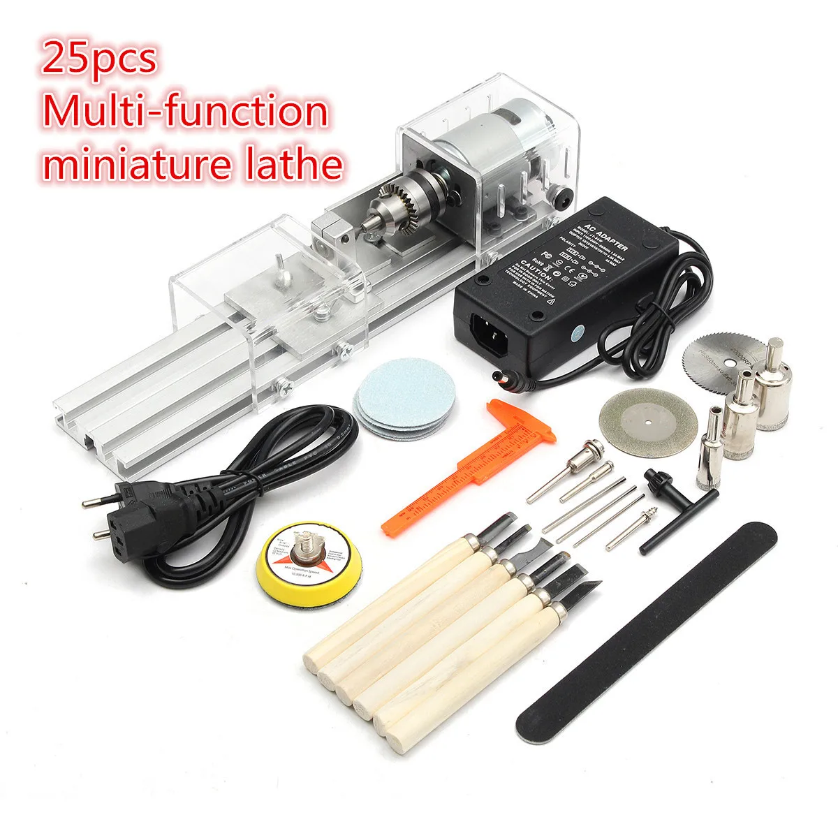 

25pcs Mini Lathe Beads Machine Woodworking DIY Multifunctional Lathe Set Buddha Beads Polishing Cutting Drill Rotary Lathe Tool