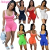 Adogirl פס טלאי נשים אימונית מקרית ספורטיבי סרבל 2020 קיץ נוח טנק Romper מועדון Playsuit סרבל