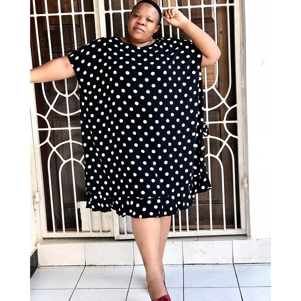 

Элегантные африканские женские платья для женщин, платье средней длины в горошек с коротким рукавом и круглым вырезом, винтажные Летние Повседневные платья 2022