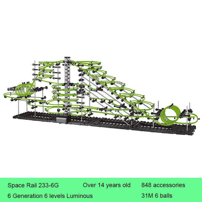 

Space Rail 6 Levels Glow in dark 233-6G Roller Coaster Space Ball Model Building Kits DIY Educational Toys for Children