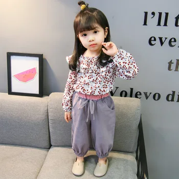

Girl Clothes Autumn 2020 Girl Set Floral Long-sleeved +Pants 2Pcs Cute Children's Clothing set