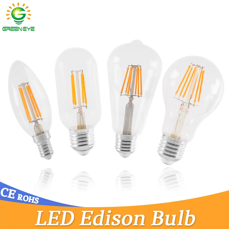 Led Bulb Dimmable 2w 4w 6w 8w E14 E27 Light A60 ST64 G45 G95 AC 220v 240v Vintage Filament Lamp For Lighting COB Home | Освещение