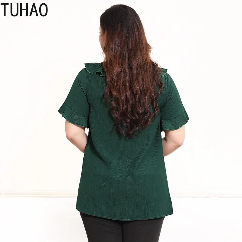 TUHAO, большой размер, 10XL, 9XL, 8XL, 7XL, Женский шифоновый топ, женская летняя офисная рубашка для отдыха, блузка с рукавом-бабочкой, WM20