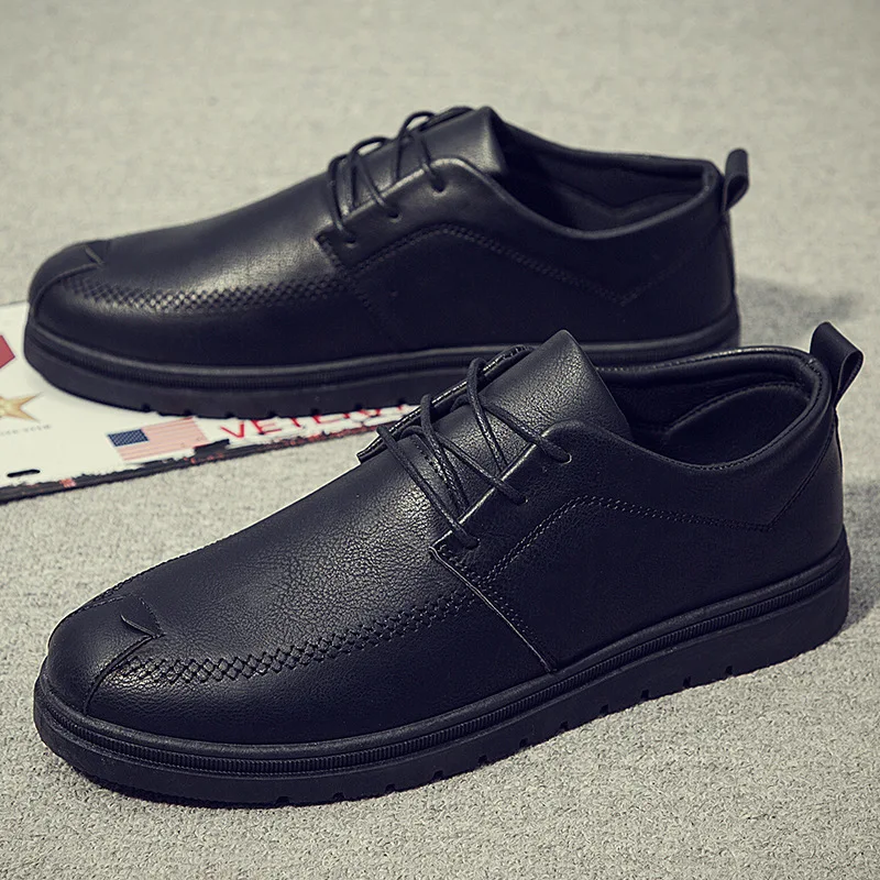 

2019 Autumn And Winter New Style MEN'S Casual Leather Shoes British Style Retro Small Leather Shoes Versatile plus Velvet Warm M