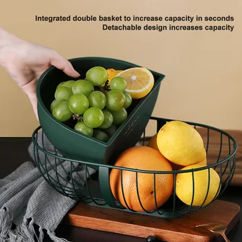

Snack Bowl Drain Storage Container Fruit Basket Vegetable Home Hollowed Out Modern Iron Wire Kitchen Countertop Nordic Style