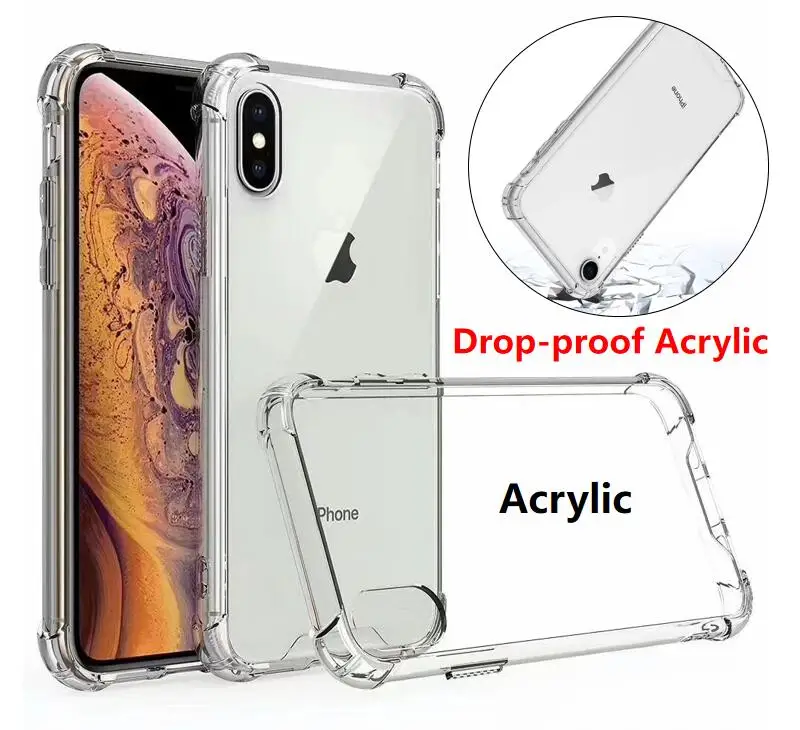 100Pcs Clear Hybrid Acrylic Back Case For iPhone