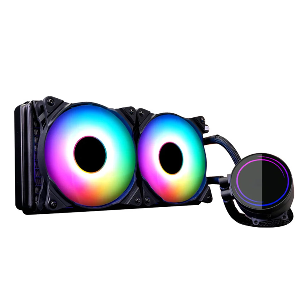 

CPU Cooler Radiator Computer Aluminum Temperature Control Dual Dissipation Office Liquid CPU Cooling RGB Luminous Color Changing