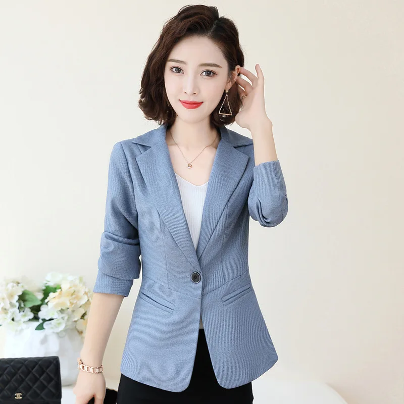 

Short Fashion And Personality Simple by Age Versatile Trend Comfortable Plaid Suit Jacket Fold-down Collar Short