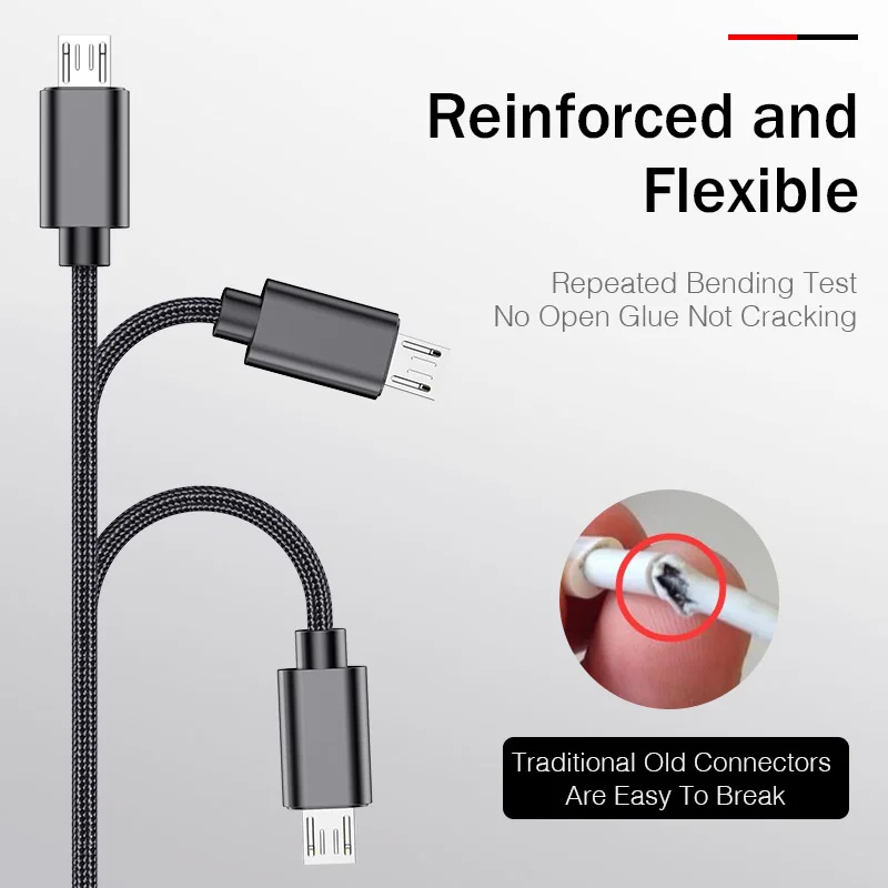 Micro USB Cable Cord Metal Nylon Microusb Cable Data Wire Cord Charging Micro usb cable for Samsung Xiaomi Huawei HTC Sony Lg