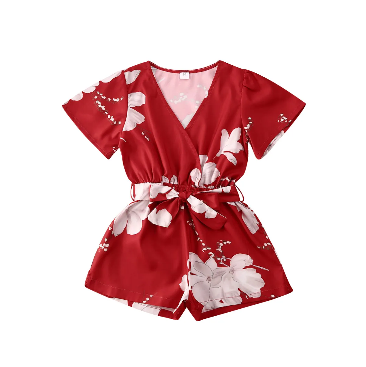 

Summer Girl Romper Toddler Kids Baby Girl Romper Clothes Flowers Print V Neck Short Sleeve Jumpsuit Floral Summer Holiday Outfit