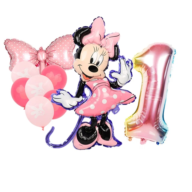 8pcs Minnie Balloons Minnie Mouse Birthday Party Decor Cartoon Foil Balloon Baby Shower Birthday Party Decorations 8pcs Number 1