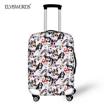

ELVISWORDS Travel Accessories Luggage Cover Cartoon Pets Pattern Elastic Thick Travel Trolley Suitcase Protective Covers