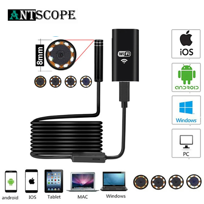

Antscope 8mm Wifi Endoscope HD Camera for Android iPhone Borescope 2 5 10M 1200P Endoscope Inspection Pipe Waterproof Camera 19