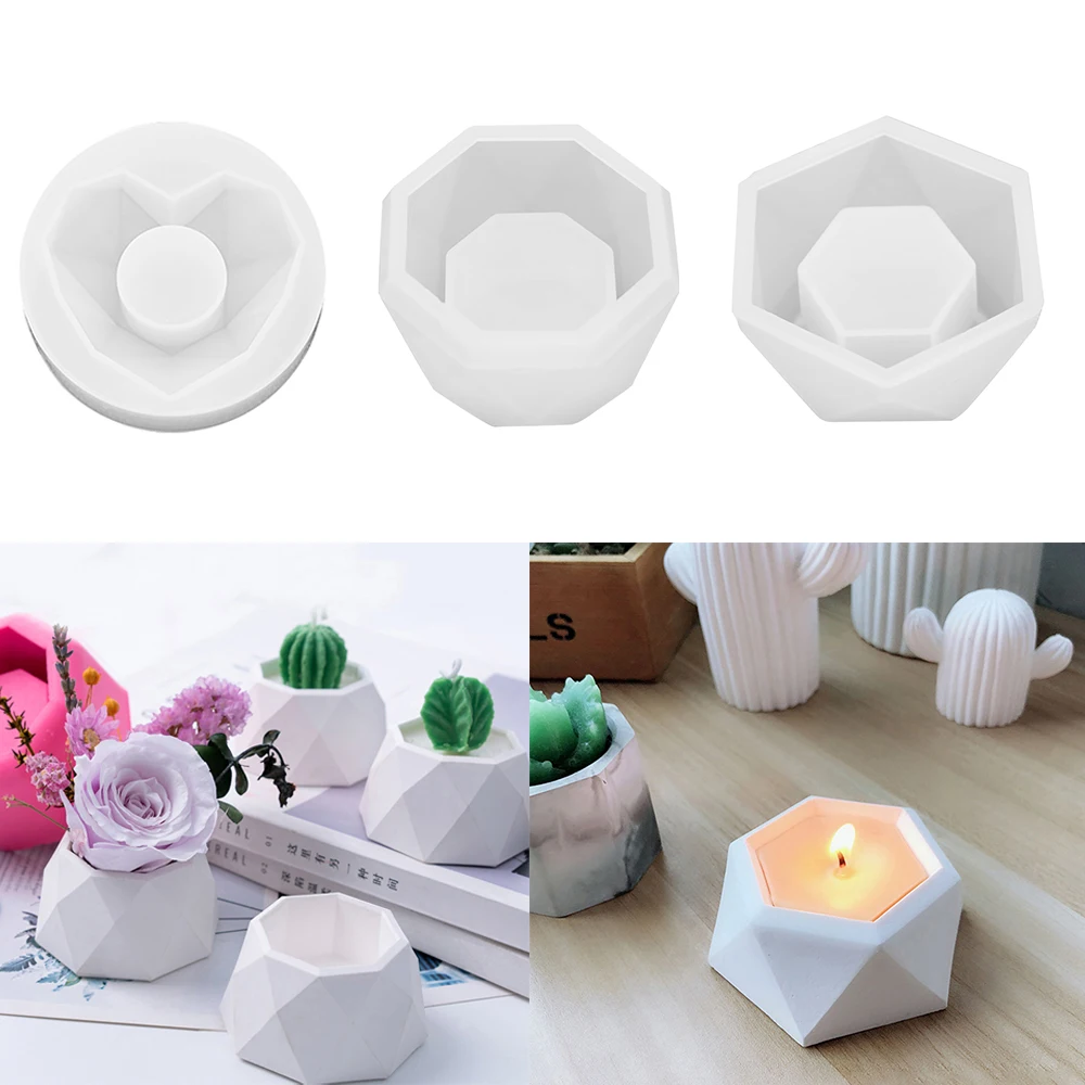 Mini Geometric Creativity Silicone Plant Pot Molds DIY Arts Aroma Craft Moulds