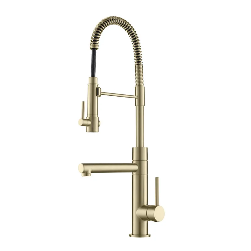 Kitchen Sink Faucet Brass Hot & Cold Kitchen Sink Mixer Tap Single Handle Rotate Dual Water Outlet Pull Down Mode Gold/Nickel