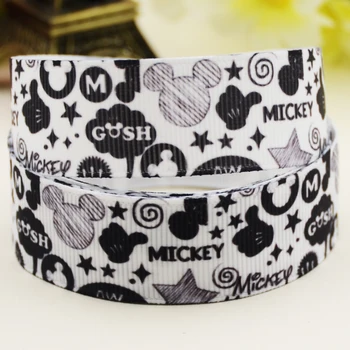 

22mm 25mm 38mm 75mm Mickey Cartoon printed Grosgrain Ribbon party decoration 10 Yards X-03200