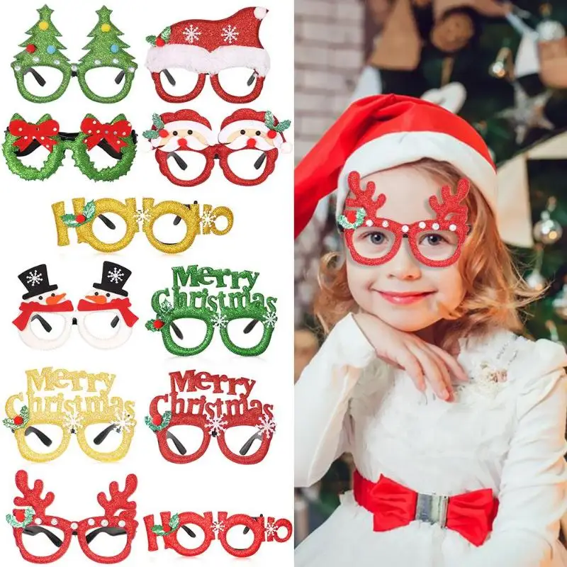 Christmas Decorations Adult Children Toys Santa Claus Snowman Antler Glasses Christmas Decorative Glasses Party Cosplay Prop