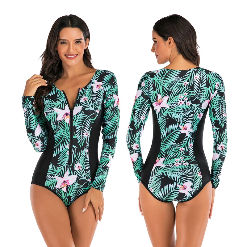 Women S Athletic One Piece Swimsuit Long Sleeve Rash Guard Swimming Bathing Suit Zip Up Swimwear Rash Guards Aliexpress