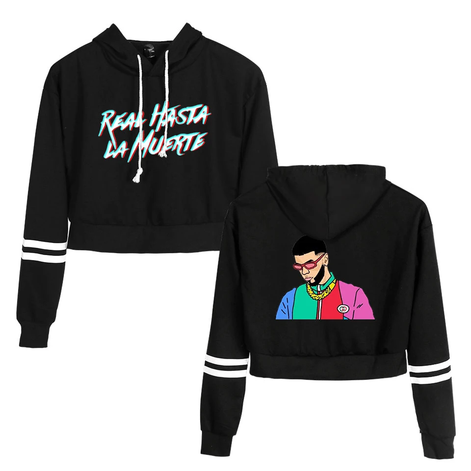 Anuel AA, модные укороченные толстовки, свитшоты, повседневные женские с длинным рукавом, с вырезами, свитер, пуловер, милый Принт, блузка, Para Mujer