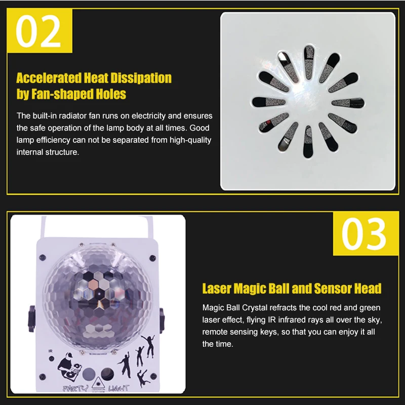 Atotalof RGB Stage Light 60 Patterns Laser Projector Sound Activated Disco Ball Party Lighting Effect for Christmas KTV Wedding