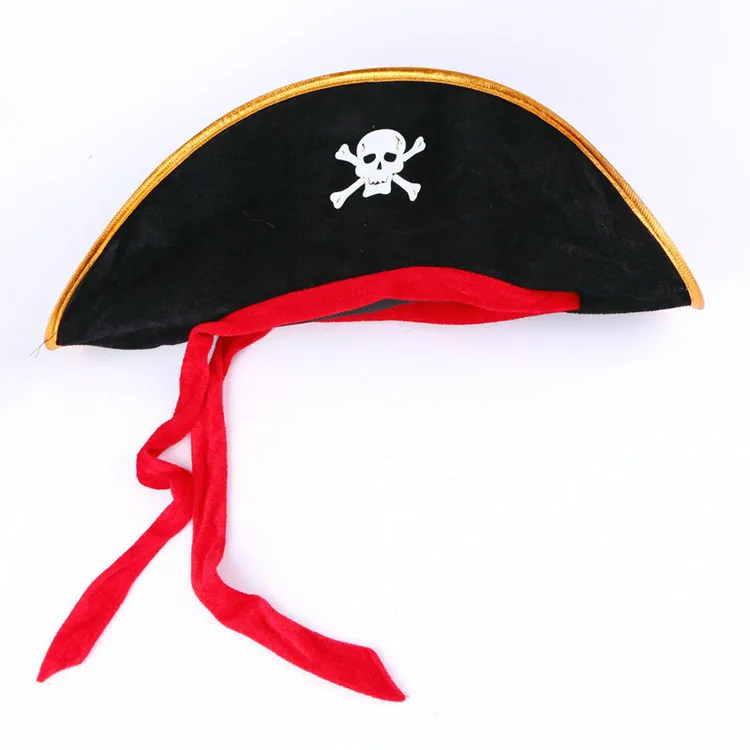 Хэллоуин принадлежности для мячей Карибский пират детская атласная фуражка капитана пиратская шляпа красный шляпа с лентой оптовая