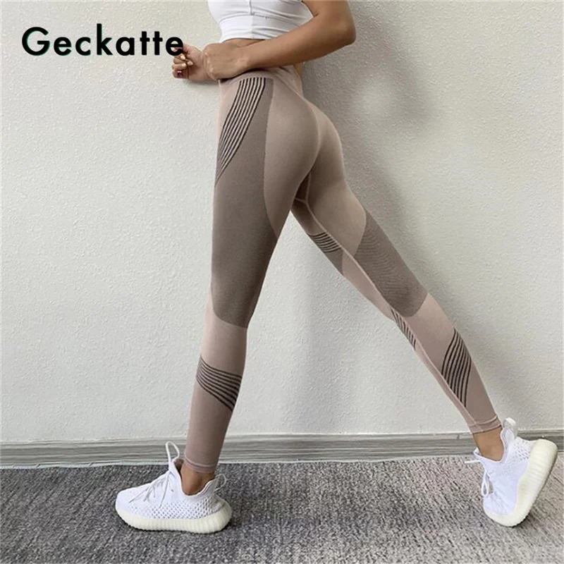 Женские спортивные брюки Geckatte эластичные леггинсы с высокой талией и эффектом