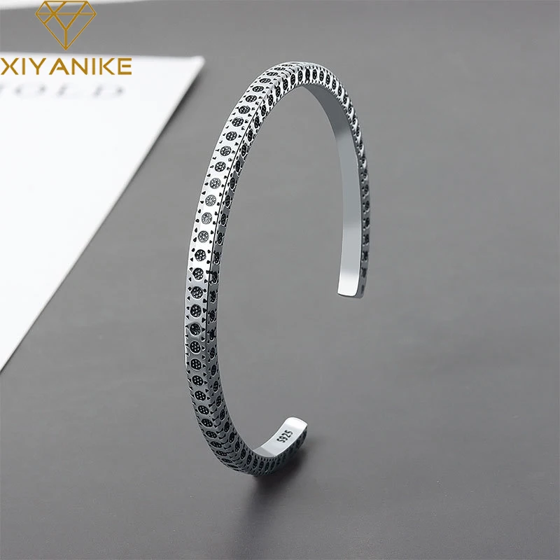 XIYANIKESilverColorMinimalistDotsPatternBraceletForWomenMen