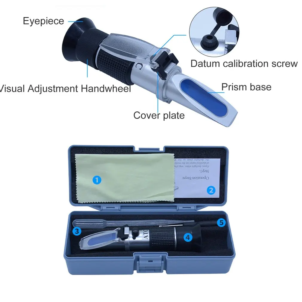 Ручной рефрактометр медный сердечник измеритель концентрации сахара солености фруктовая сладость точка замораживания Baume измеритель уровня сахара