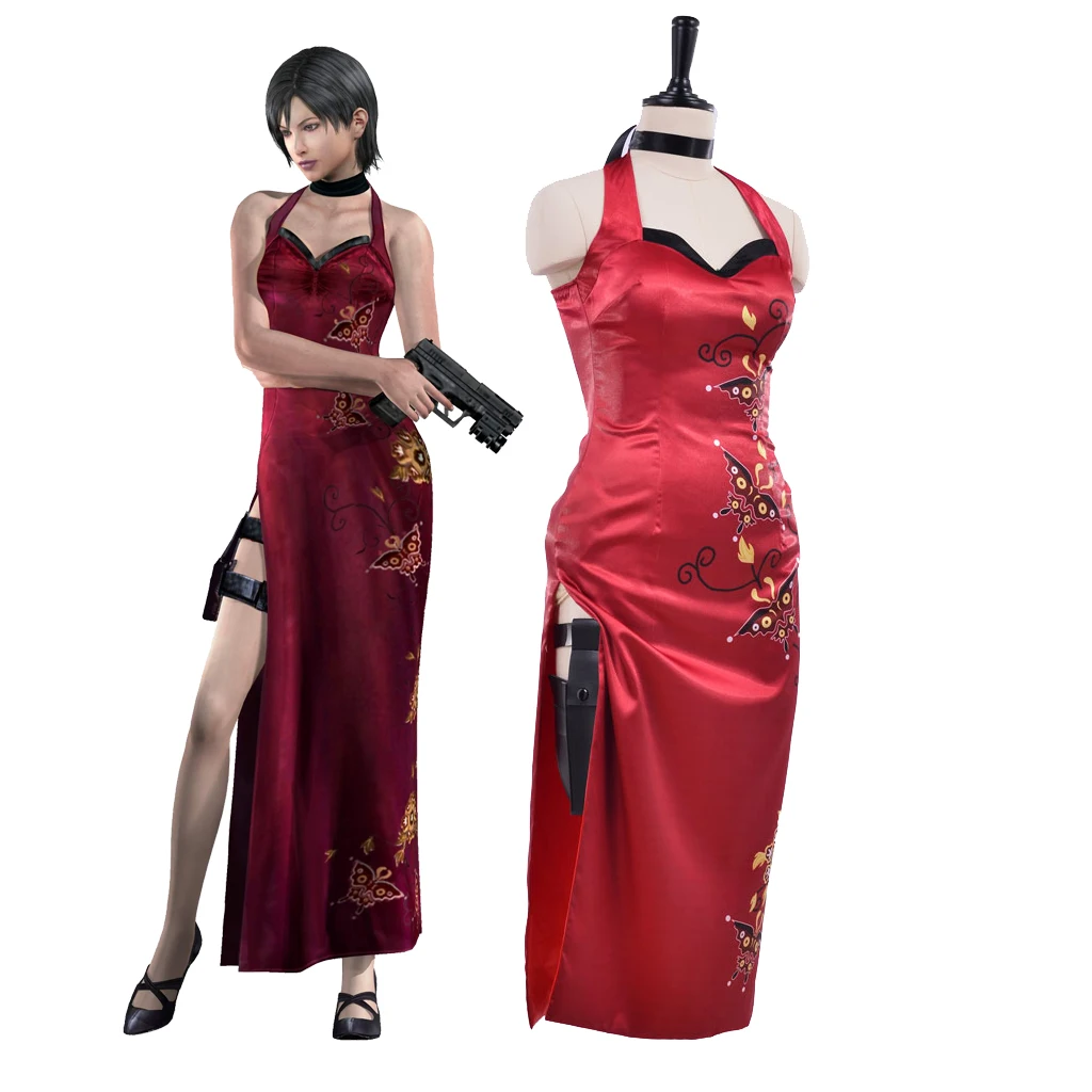 Hot Custom made Resident Evil 5 Ada Wong Chinese Red Robes Sexy Dress Movie  Cosplay Costume - AliExpress