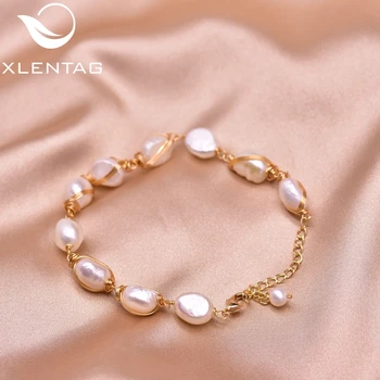 

XlentAg Natural Semi-baroque Pearl Adjustable Love Bracelets Best Friend Anniversary Gifts For Women Boho Fashion Jewlery GB0213