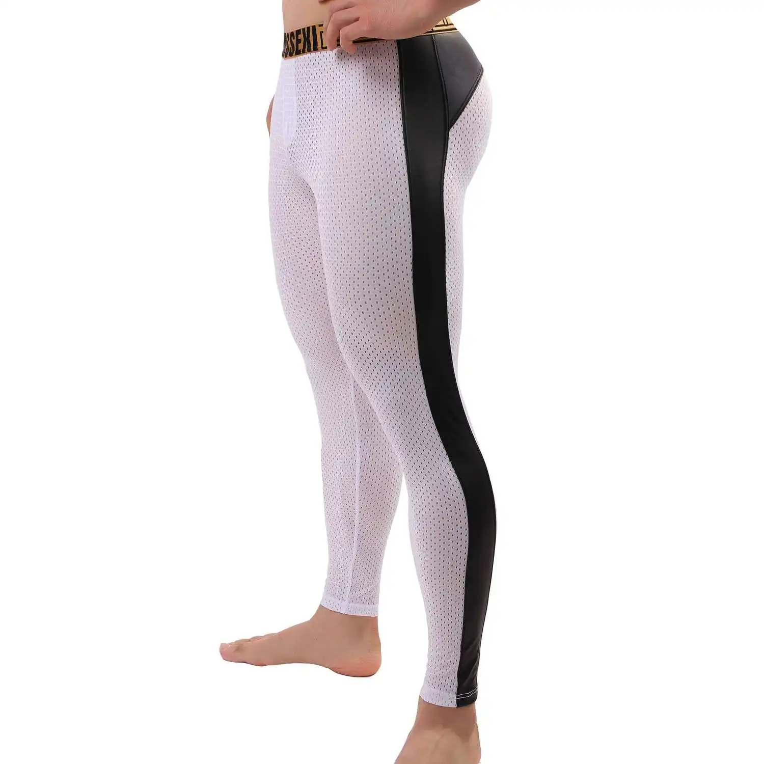 Sports Leggings Compression pants Breathable Mesh Leggings Men Running Tights Mens Compression Pants Gym Sports Leggins Exercise Training Workout Tights For Men