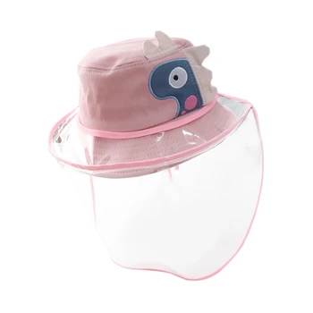 

Transparent Mask Children Dual-Use Bucket Hat Anti Saliva Protective Hat Dustproof Cover Cute Fisherman Cap Hat Pink