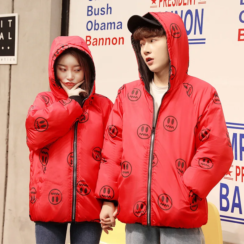 

Autumn And Winter New Style Women Coat Korean-style Slim Fit-Style Short Printed Hooded Large Size down Cotton Coat Women's